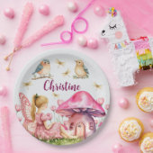 Individuelle Name Pink Fairy Mushrooms Pappteller (Party)