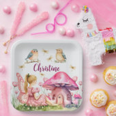 Individuelle Name Pink Fairy Mushrooms Pappteller (Party)