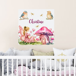 Individuelle Name Pink Fairy Mushrooms Poster