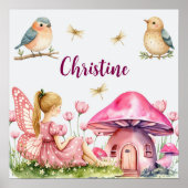Individuelle Name Pink Fairy Mushrooms Poster (Vorne)