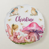 Individuelle Name Pink Fairy Mushrooms Rundes Kissen (Rückseite)