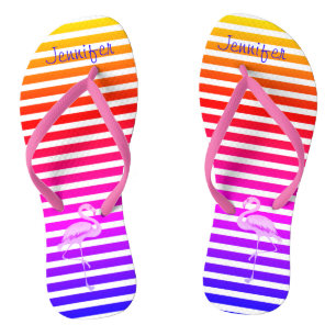 Individuelle Name Pink Flamingo Badesandalen