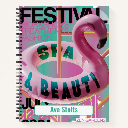 Individuelle Name Pink Flamingo Float Notizblock (Vorderseite)