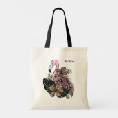Individuelle Name Pink Flamingo Tragetasche (Rückseite)