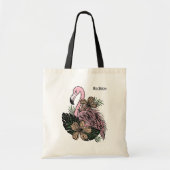Individuelle Name Pink Flamingo Tragetasche (Vorne)
