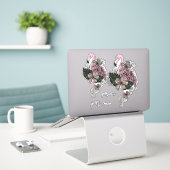 Individuelle Name Pink Flamingos Aufkleber (Laptop auf Schreibtisch)