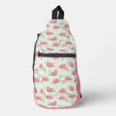 Individuelle Name Pink Flamingos Muster Crossbody Bag (Vorderseite)
