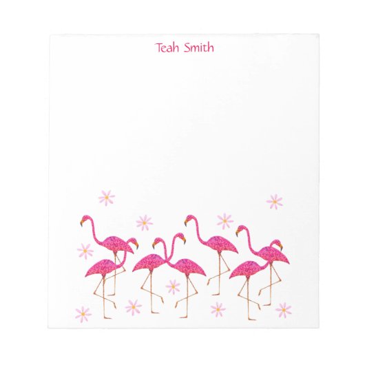 Individuelle Name Pink Flamingos Notepad Notizblock (Vorderseite)