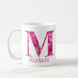 Individuelle Name Pink Floral Alphabet Brief "M" T Kaffeetasse