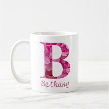 Individuelle Name Pink Floral Alphabet Letter "B"
