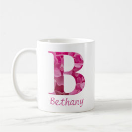 Individuelle Name Pink Floral Alphabet Letter "B" Kaffeetasse