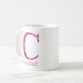 Individuelle Name Pink Floral Alphabet Letter "C"  Kaffeetasse (Vorderseite Links)