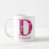 Individuelle Name Pink Floral Alphabet Letter "D" Kaffeetasse (Links)