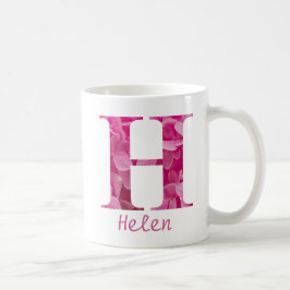 Individuelle Name Pink Floral Alphabet Letter "H" Kaffeetasse