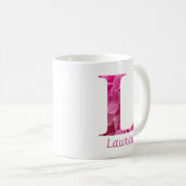 Individuelle Name Pink Floral Alphabet Letter "L"  Kaffeetasse (VorderseiteRechts)