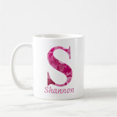 Individuelle Name Pink Floral Alphabet Letter "S" Kaffeetasse (Links)