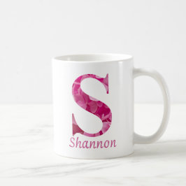 Individuelle Name Pink Floral Alphabet Letter "S" Kaffeetasse