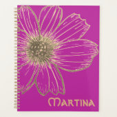 Individuelle Name Pink/Gold Blume Design Plane Planer (Vorderseite)