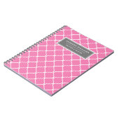 Individuelle Name Pink Grau Gittermuster Notizblock (Linke Seite)
