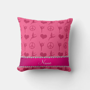 Individuelle Name Pink Gymnastik Herz Friedenszeic Kissen