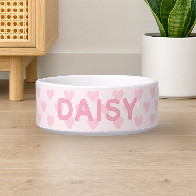 Individuelle Name Pink Hearts Dog Napf (Custom Name Pink Hearts Dog Bowl
)