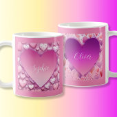 Individuelle Name Pink Herzkaffee Tasse