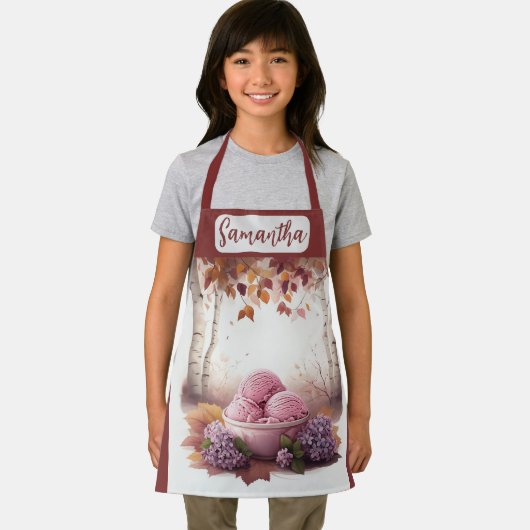 Individuelle Name Pink Ice Creme Lilac Floral Schürze (Insitu)