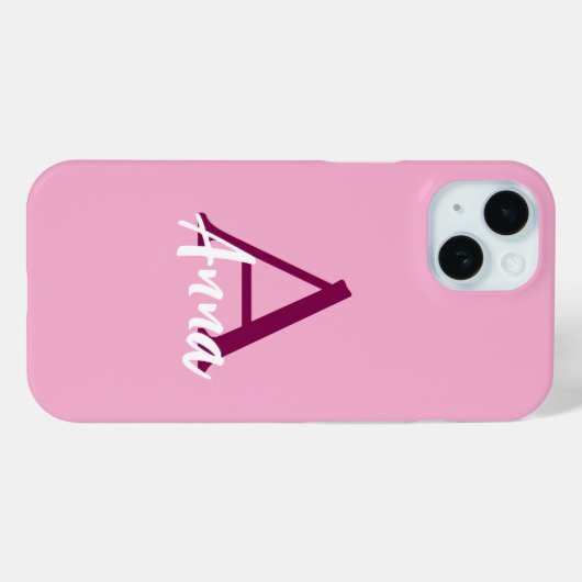 Individuelle Name Pink iPhone 15 Fall Case-Mate iPhone Hülle (Rückseite (Horizontal))