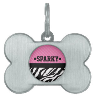 Individuelle Name Pink mit Zebra Pet Tag Tiermarke