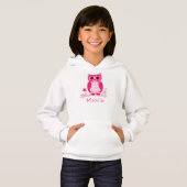 Individuelle Name Pink Owl Gift Hoodie (Vorne ganz)