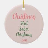Individuelle Name Pink Pastel Sober Weihnachtsgesc Keramik Ornament (Hinten)