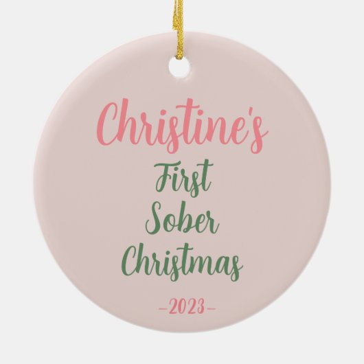 Individuelle Name Pink Pastel Sober Weihnachtsgesc Keramik Ornament (Hinten)