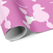 Individuelle Name Pink Poodle Geschenkpapier (Rolleneckpunkt)