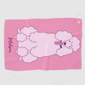 Individuelle Name Pink Poodle Golfhandtuch (Horizontal)