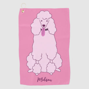 Individuelle Name Pink Poodle Golfhandtuch