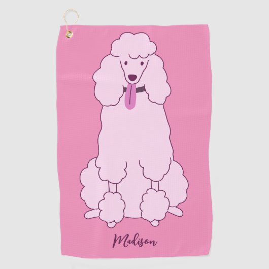 Individuelle Name Pink Poodle Golfhandtuch (Vorderseite)