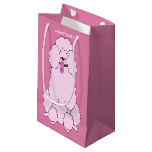 Individuelle Name Pink Poodle Kleine Geschenktüte (Vorderseite Schrägansicht)