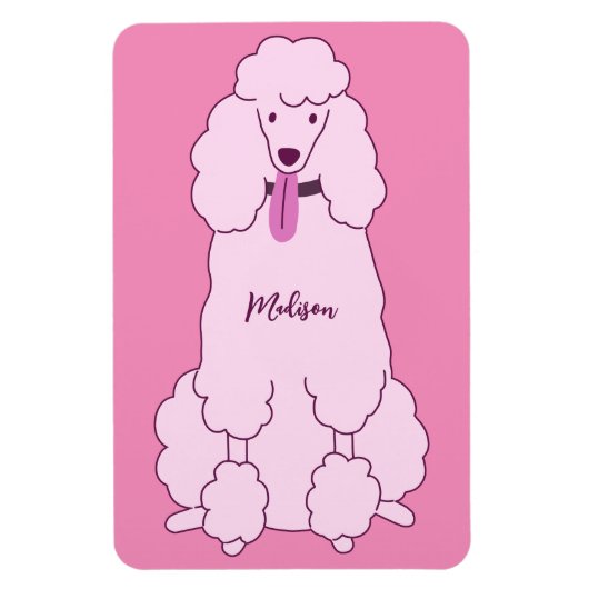 Individuelle Name Pink Poodle Magnet (Vertikal)