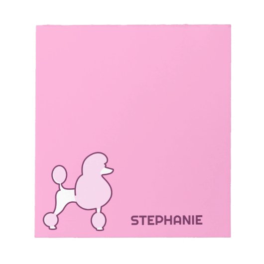 Individuelle Name Pink Poodle Notizblock (Vorderseite)