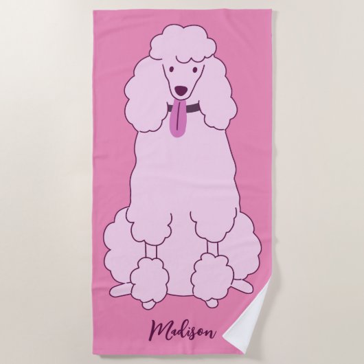 Individuelle Name Pink Poodle Strandtuch (Vorderseite)
