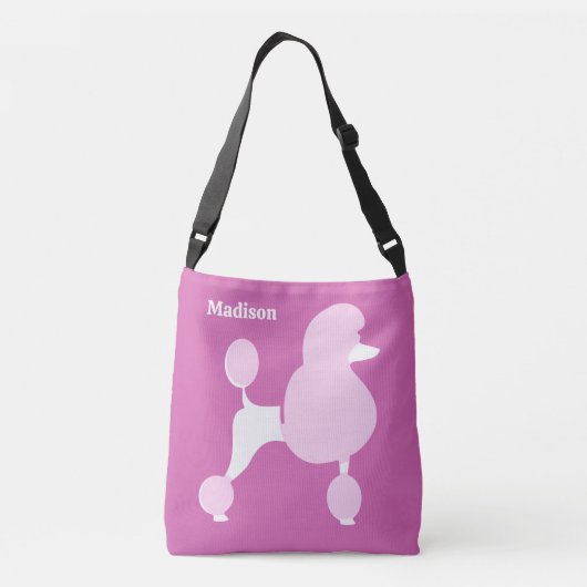 Individuelle Name Pink Poodle Tragetaschen Mit Langen Trägern (Rückseite)