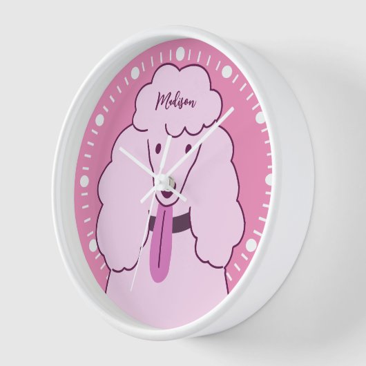 Individuelle Name Pink Poodle Uhr (Winkel)