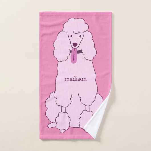 Individuelle Name Pink Poodles Badhandtuch Set (Handtuch)