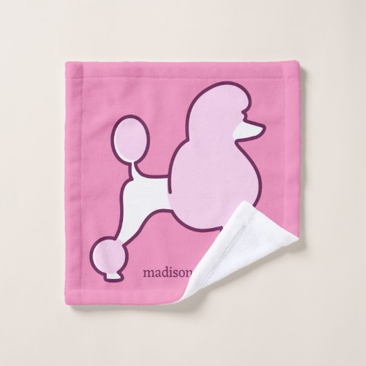 Individuelle Name Pink Poodles Badhandtuch Set (Waschlappen)