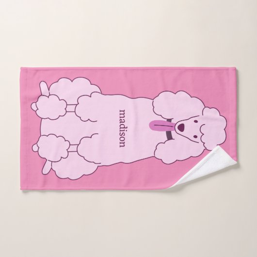 Individuelle Name Pink Poodles Badhandtuch Set (Handtuch)