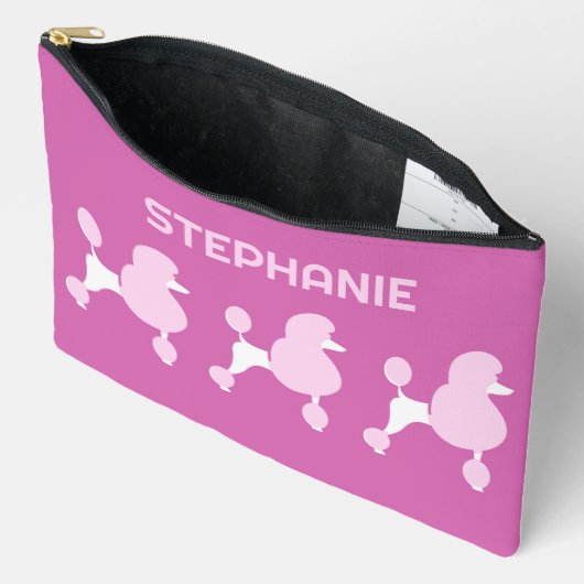 Individuelle Name Pink Poodles Zubehörtasche (Offen)
