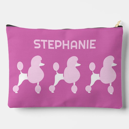 Individuelle Name Pink Poodles Zubehörtasche (Rückseite)