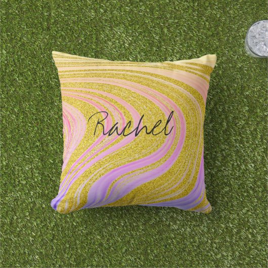 Individuelle Name Pink Rose Gold Abstrakte Muster Kissen (Golfball-Marker)