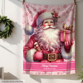 Individuelle Name Pink Santa Blanket für Girls Ges Sherpadecke