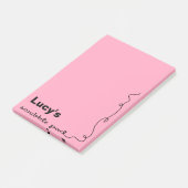 Individuelle Name Pink Scribble Pad Post-it Klebezettel (angewinkelt)